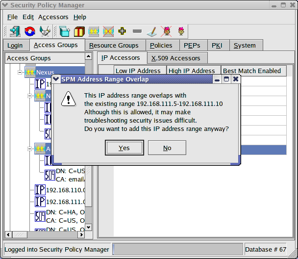 Overlapping IP Range Warning